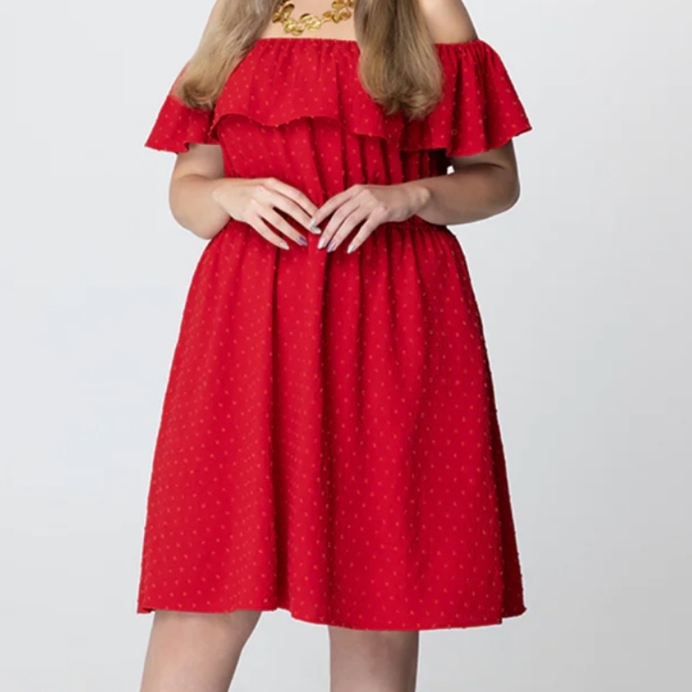 89TH + MADISON RUFFLE OFF THE SHOULDER DRESS - Picture 2 of 3